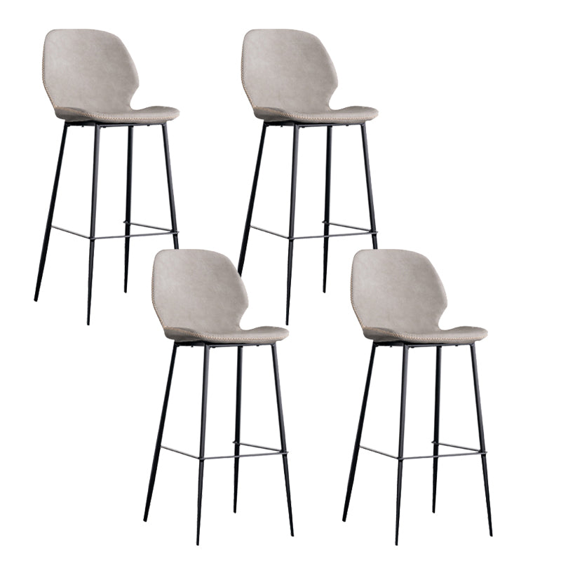 Industrial Indoor Upholstered Low Back Bar Stool with Metal Base