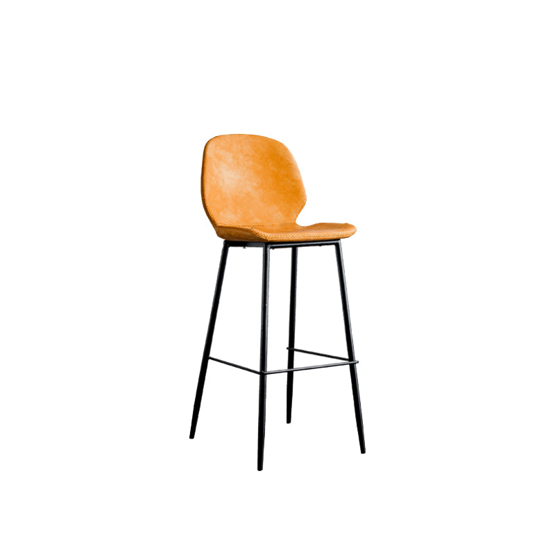 Industrial Indoor Upholstered Low Back Bar Stool with Metal Base