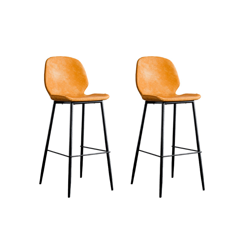 Industrial Indoor Upholstered Low Back Bar Stool with Metal Base
