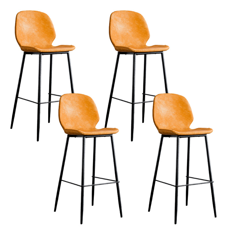 Industrial Indoor Upholstered Low Back Bar Stool with Metal Base