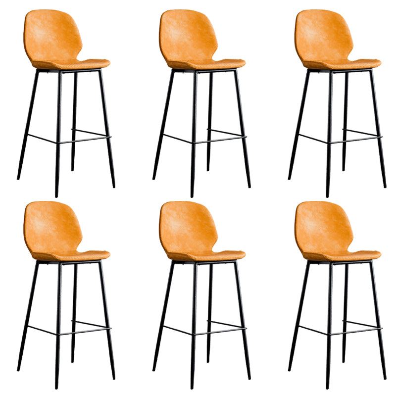 Industrial Indoor Upholstered Low Back Bar Stool with Metal Base