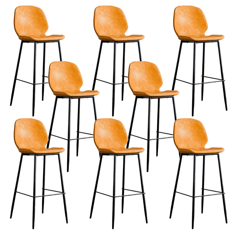 Industrial Indoor Upholstered Low Back Bar Stool with Metal Base