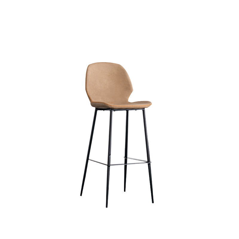 Industrial Indoor Upholstered Low Back Bar Stool with Metal Base