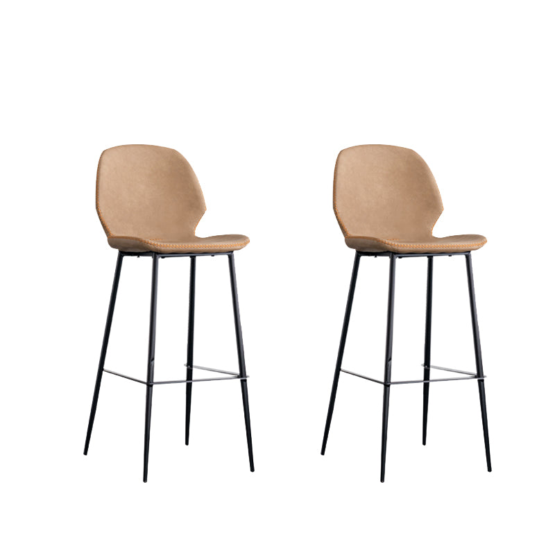 Industrial Indoor Upholstered Low Back Bar Stool with Metal Base