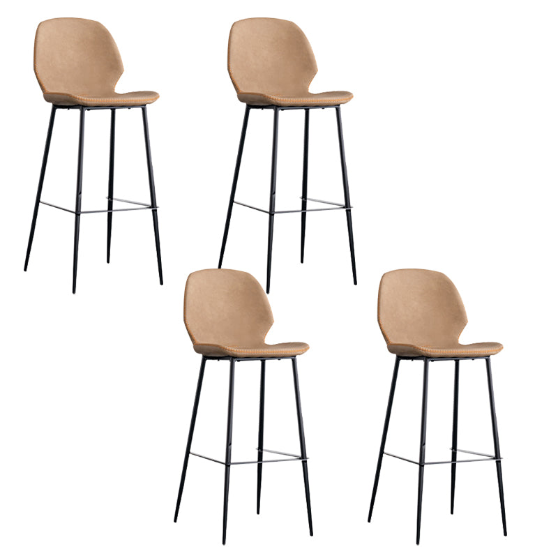 Industrial Indoor Upholstered Low Back Bar Stool with Metal Base