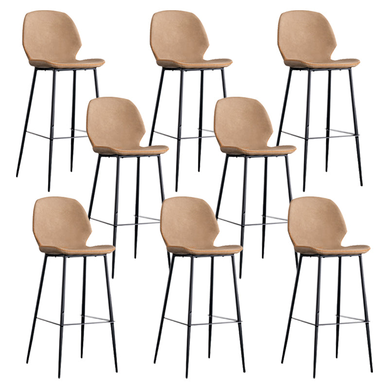 Industrial Indoor Upholstered Low Back Bar Stool with Metal Base