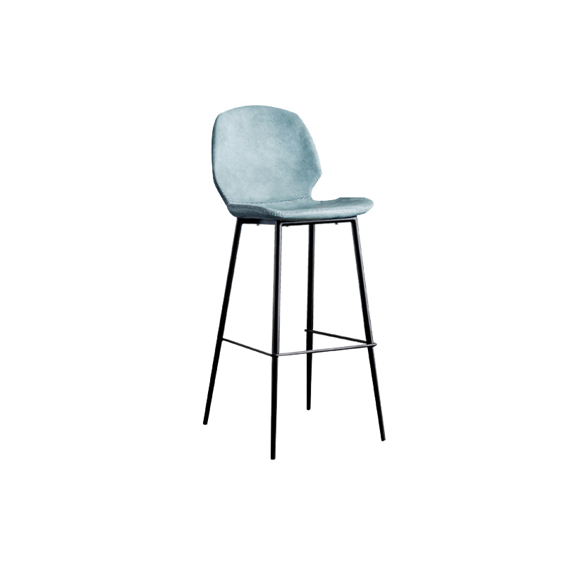 Industrial Indoor Upholstered Low Back Bar Stool with Metal Base