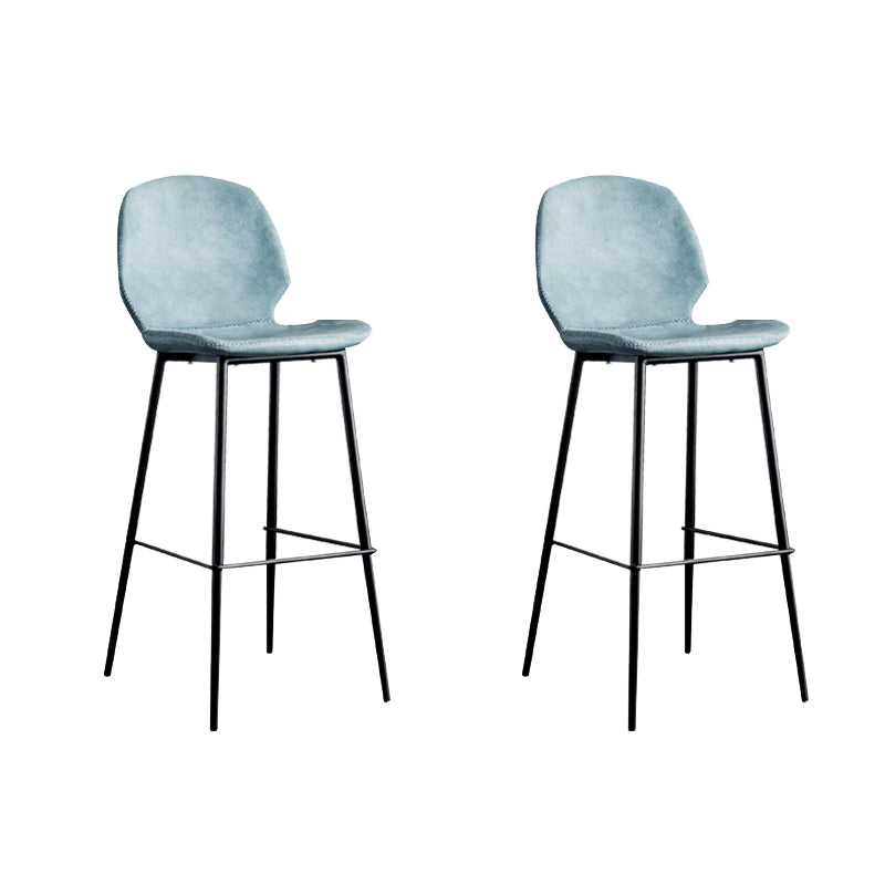 Industrial Indoor Upholstered Low Back Bar Stool with Metal Base