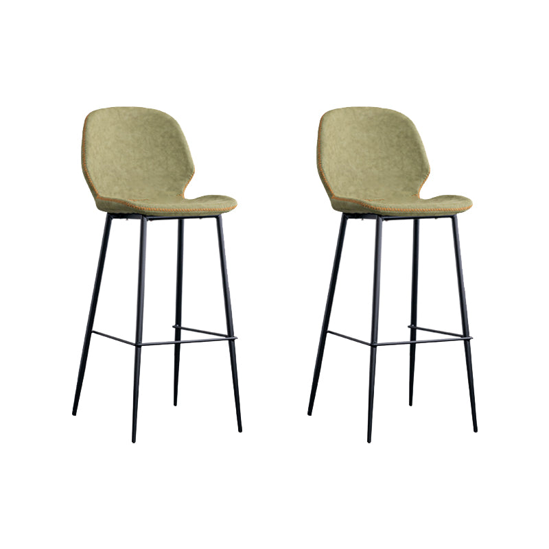 Industrial Indoor Upholstered Low Back Bar Stool with Metal Base