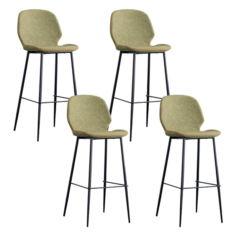 Industrial Indoor Upholstered Low Back Bar Stool with Metal Base