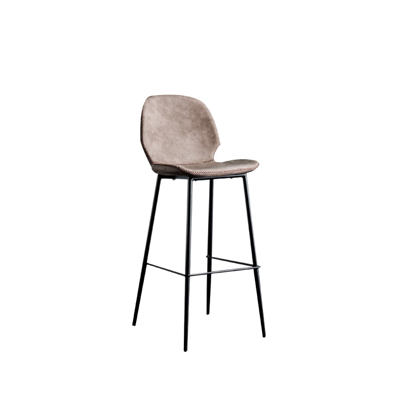 Industrial Indoor Upholstered Low Back Bar Stool with Metal Base