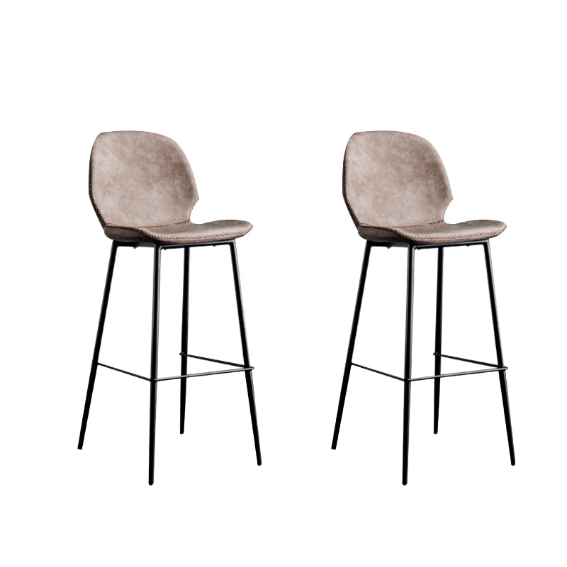Industrial Indoor Upholstered Low Back Bar Stool with Metal Base