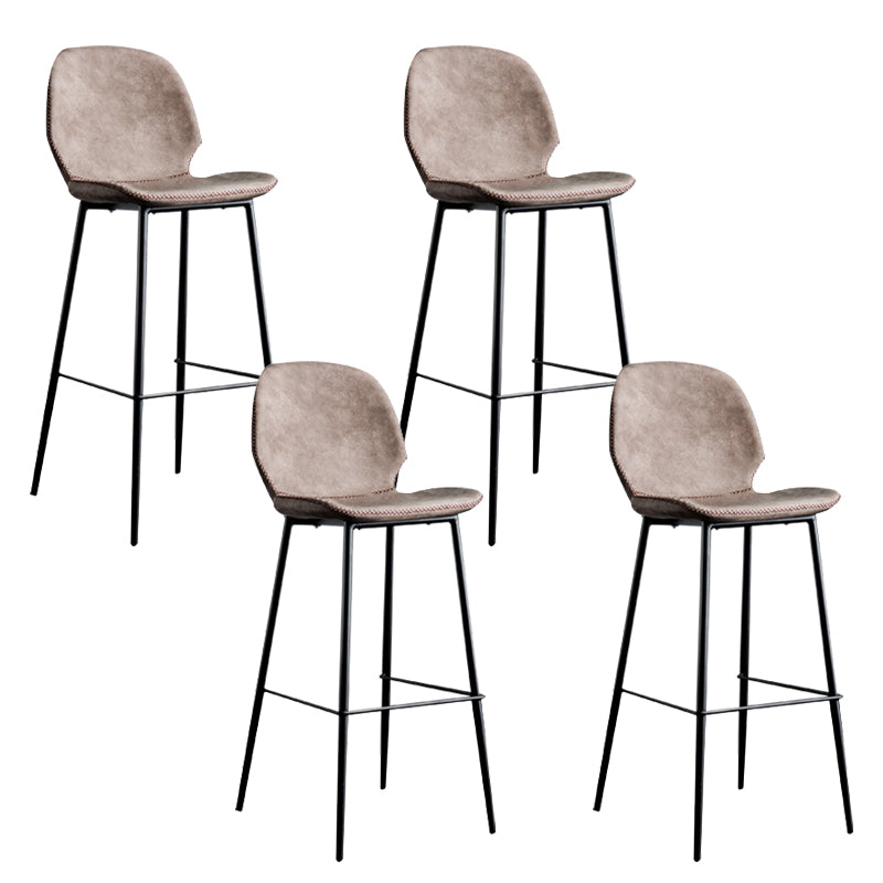 Industrial Indoor Upholstered Low Back Bar Stool with Metal Base