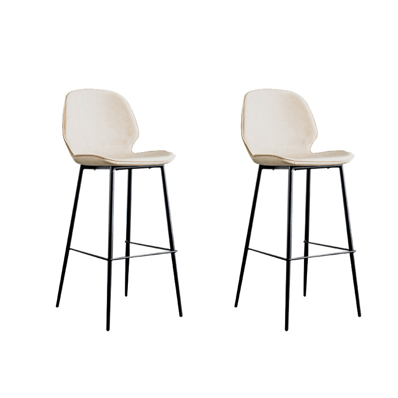 Industrial Indoor Upholstered Low Back Bar Stool with Metal Base