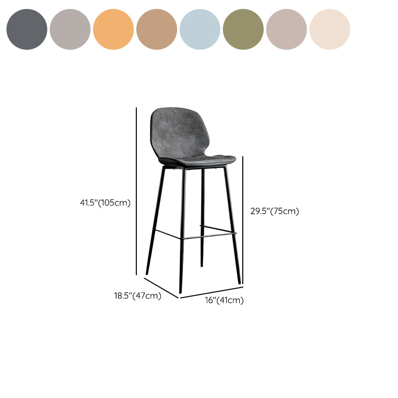 Industrial Indoor Upholstered Low Back Bar Stool with Metal Base