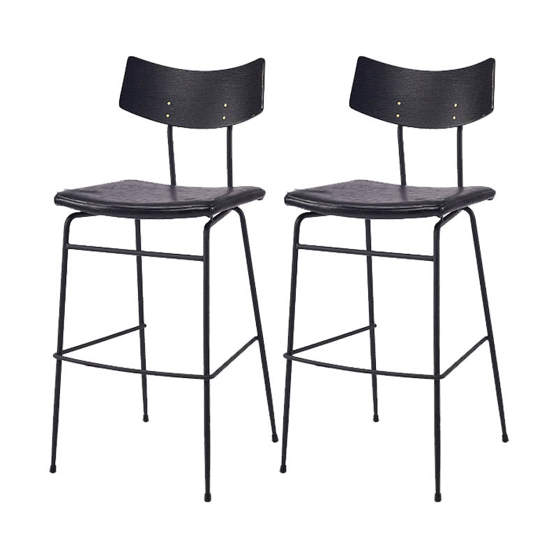 Industrial Upholstered Indoor Low Back Bar Stool with Metal Base