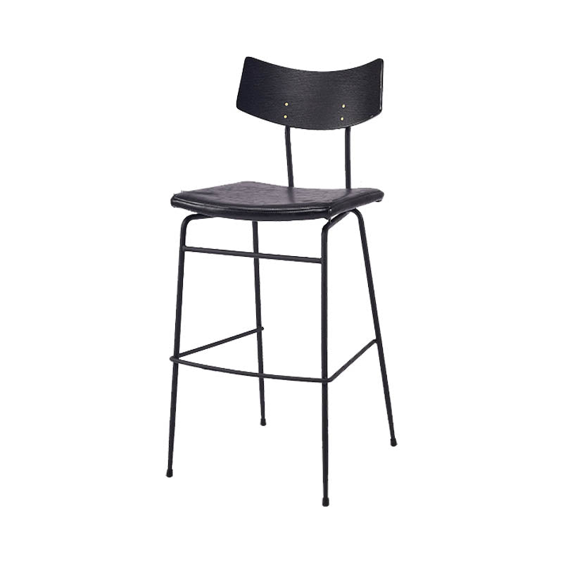 Industrial Upholstered Indoor Low Back Bar Stool with Metal Base