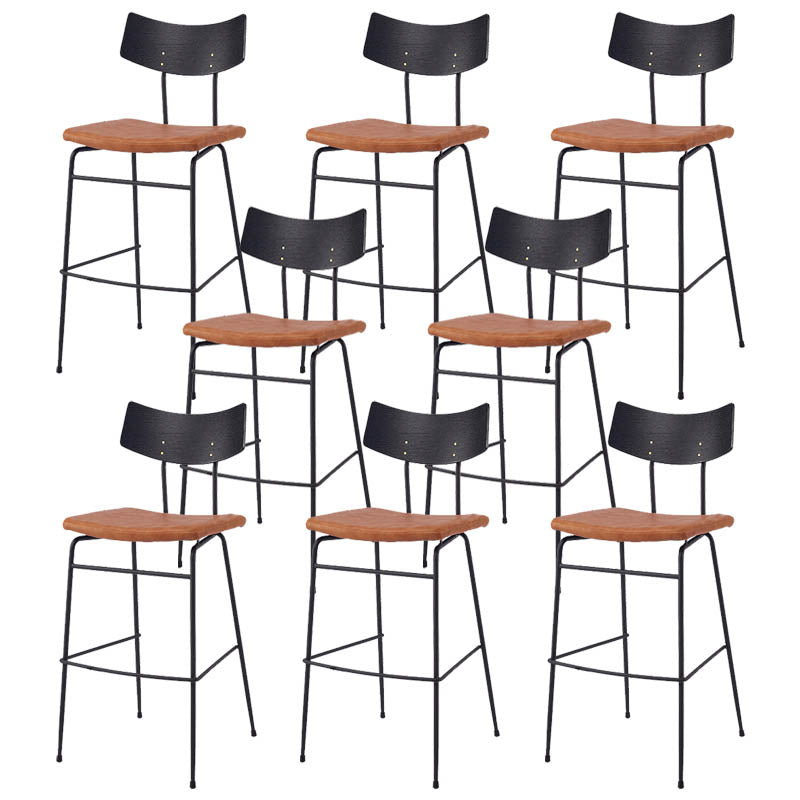 Industrial Upholstered Indoor Low Back Bar Stool with Metal Base