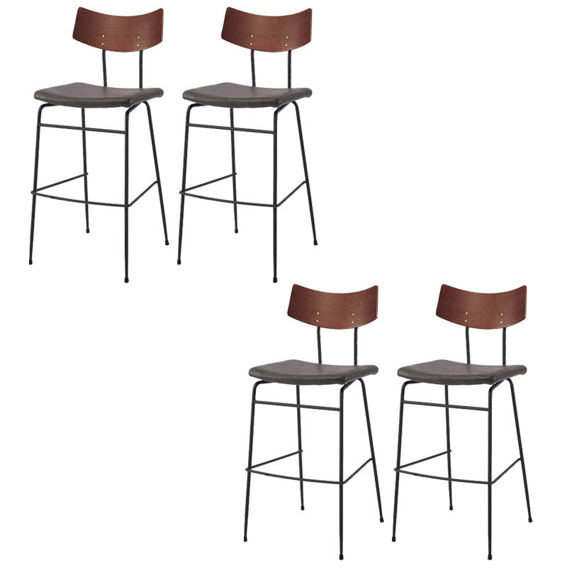 Industrial Upholstered Indoor Low Back Bar Stool with Metal Base