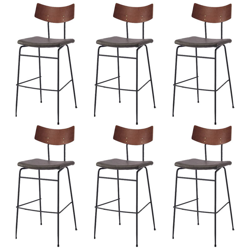 Industrial Upholstered Indoor Low Back Bar Stool with Metal Base