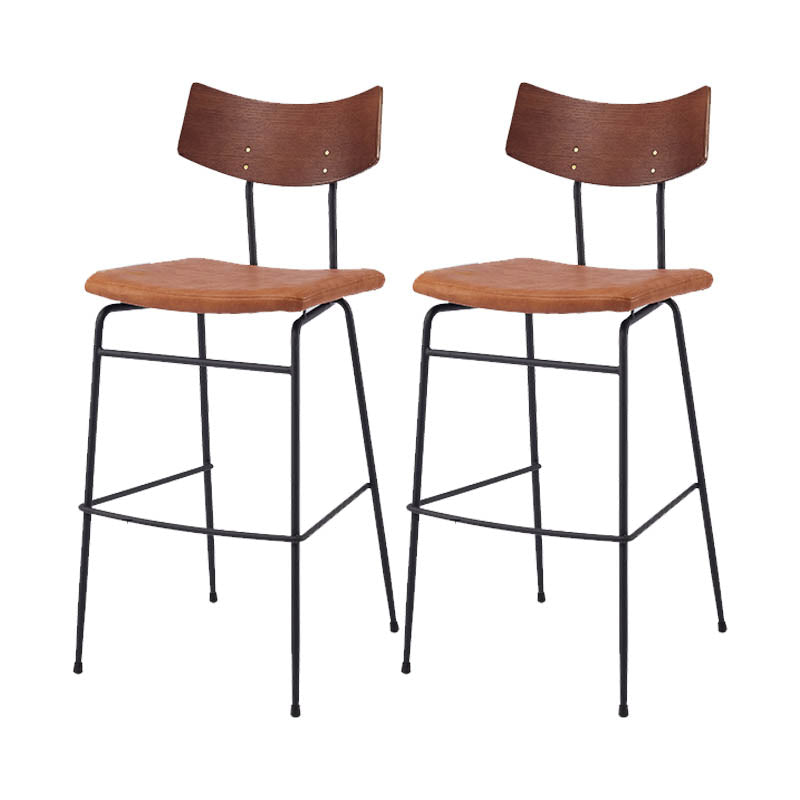Industrial Upholstered Indoor Low Back Bar Stool with Metal Base