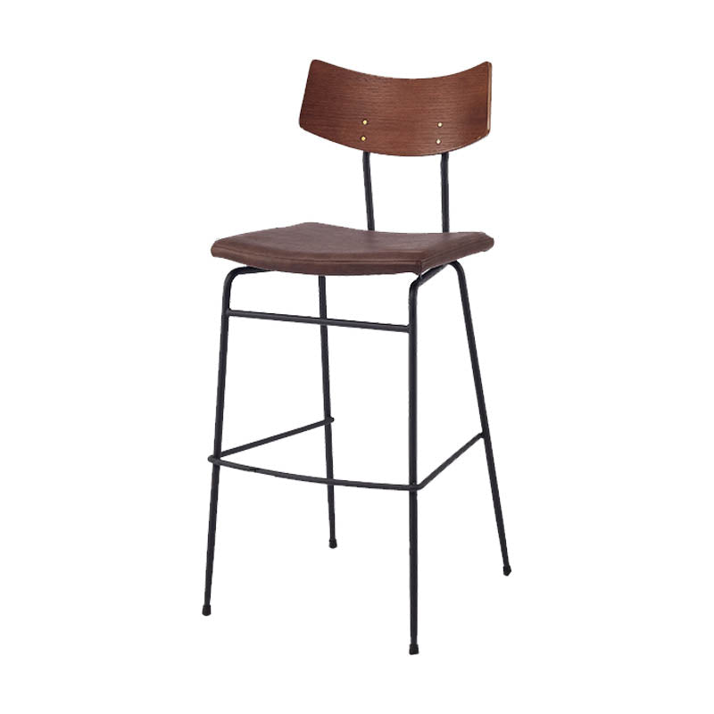 Industrial Upholstered Indoor Low Back Bar Stool with Metal Base