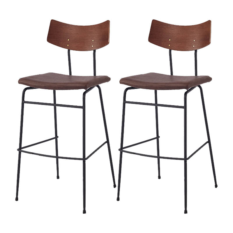Industrial Upholstered Indoor Low Back Bar Stool with Metal Base