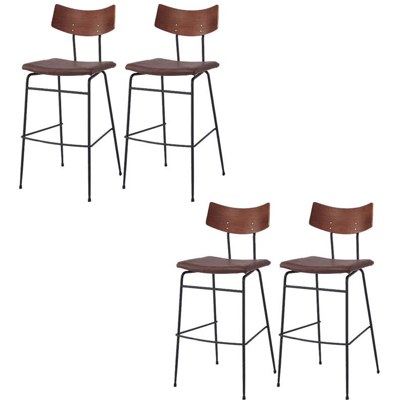 Industrial Upholstered Indoor Low Back Bar Stool with Metal Base