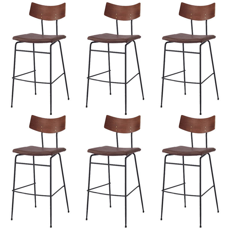 Industrial Upholstered Indoor Low Back Bar Stool with Metal Base