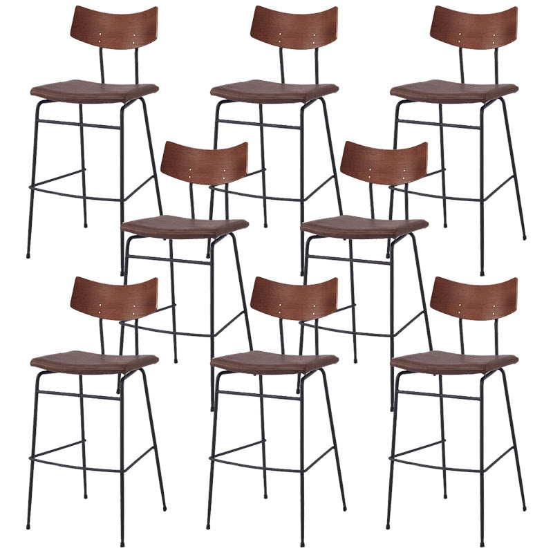 Industrial Upholstered Indoor Low Back Bar Stool with Metal Base