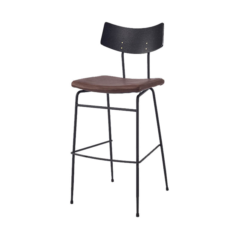 Industrial Upholstered Indoor Low Back Bar Stool with Metal Base