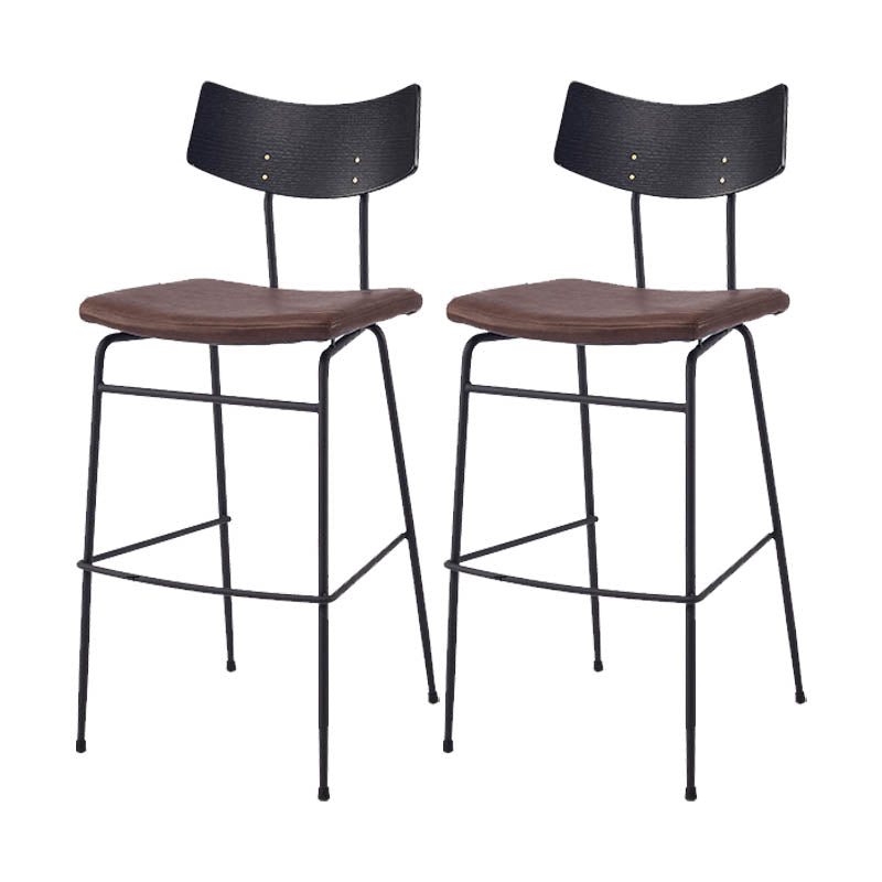 Industrial Upholstered Indoor Low Back Bar Stool with Metal Base