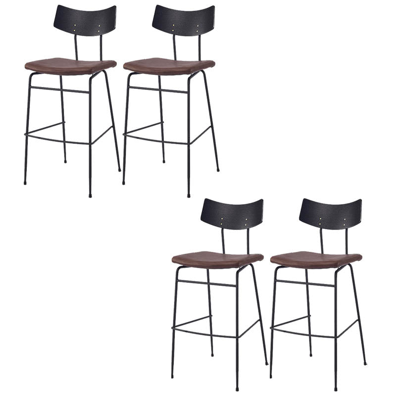 Industrial Upholstered Indoor Low Back Bar Stool with Metal Base