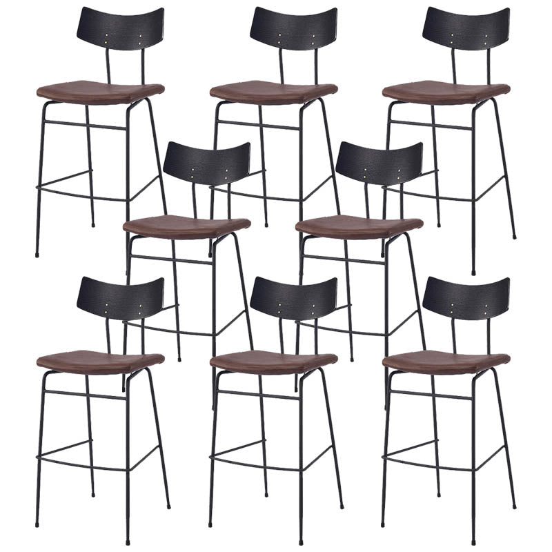 Industrial Upholstered Indoor Low Back Bar Stool with Metal Base