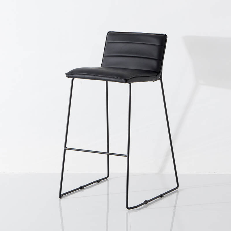 Modern Style Backrest Counter Stool with Cushion and Metal Base