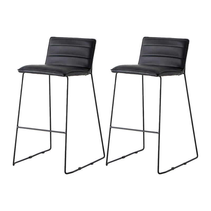 Modern Style Backrest Counter Stool with Cushion and Metal Base