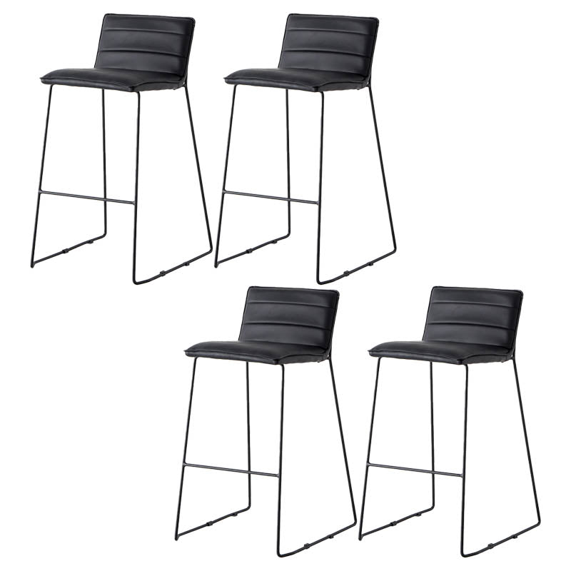 Modern Style Backrest Counter Stool with Cushion and Metal Base