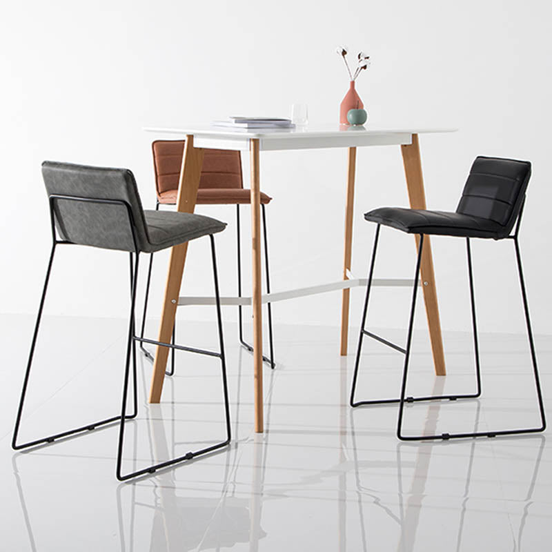 Modern Style Backrest Counter Stool with Cushion and Metal Base
