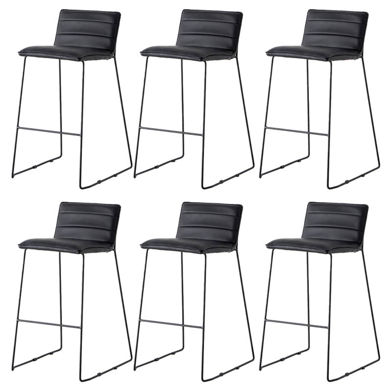 Modern Style Backrest Counter Stool with Cushion and Metal Base