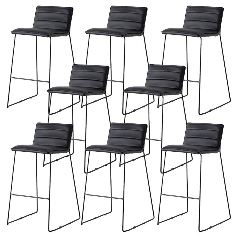 Modern Style Backrest Counter Stool with Cushion and Metal Base