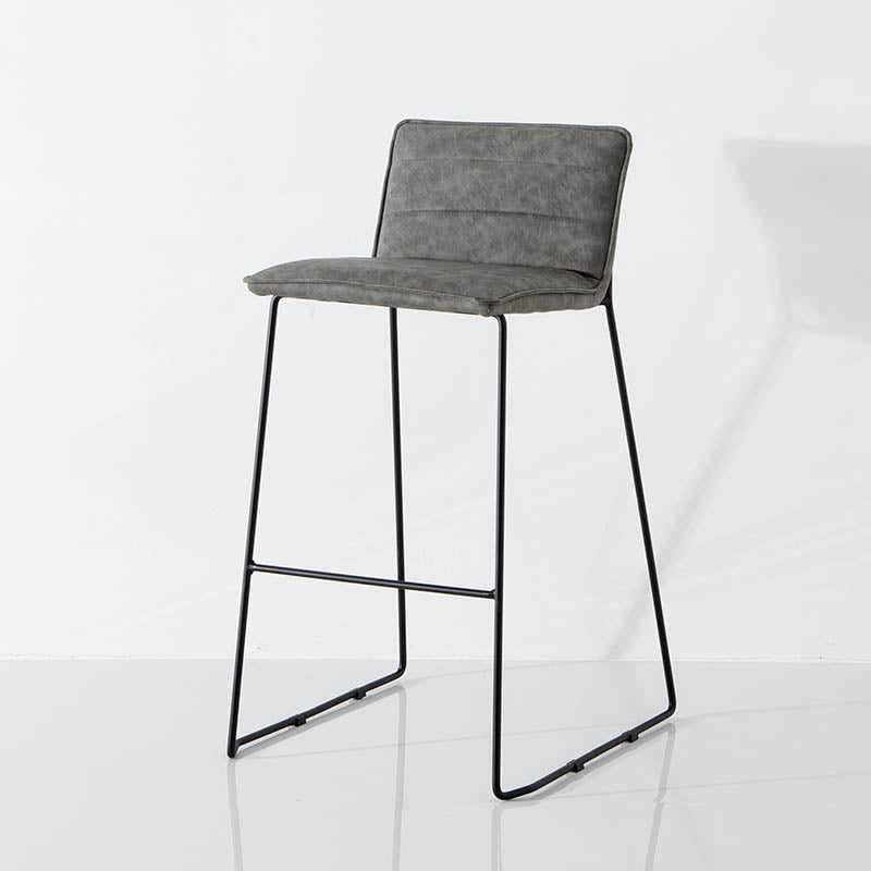 Modern Style Backrest Counter Stool with Cushion and Metal Base
