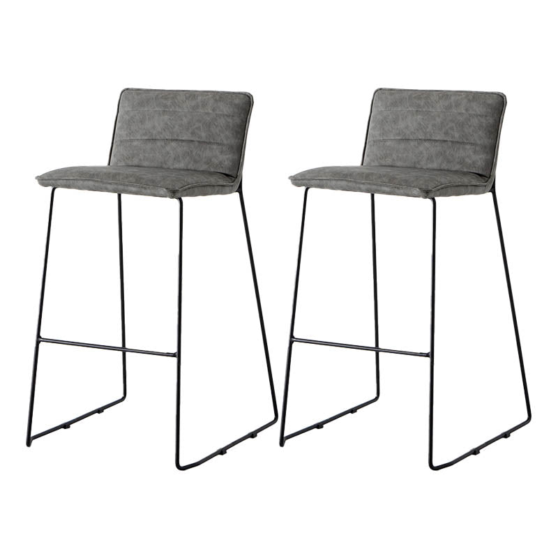 Modern Style Backrest Counter Stool with Cushion and Metal Base