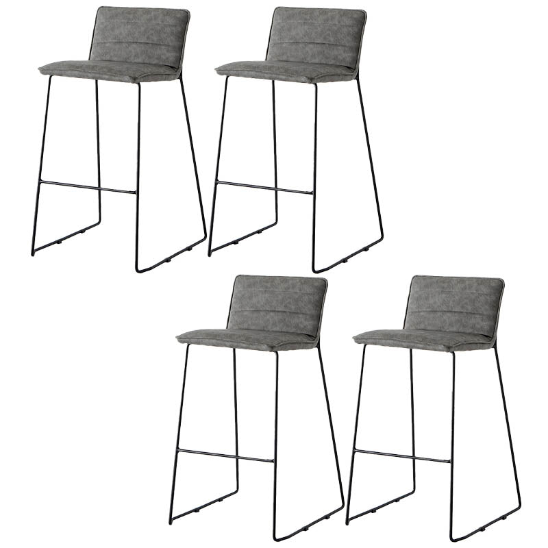 Modern Style Backrest Counter Stool with Cushion and Metal Base