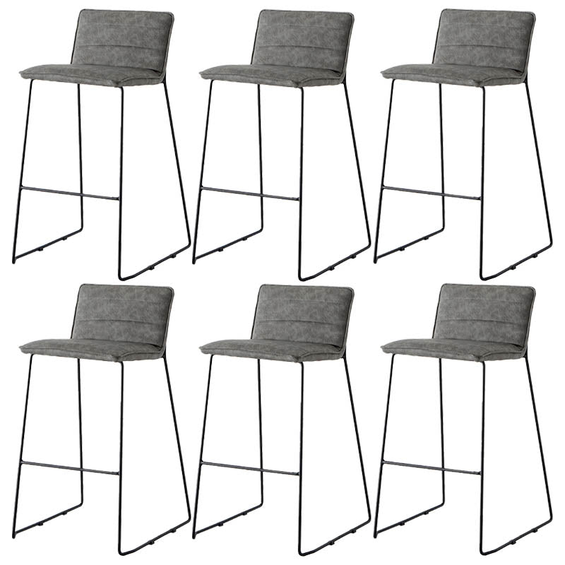 Modern Style Backrest Counter Stool with Cushion and Metal Base