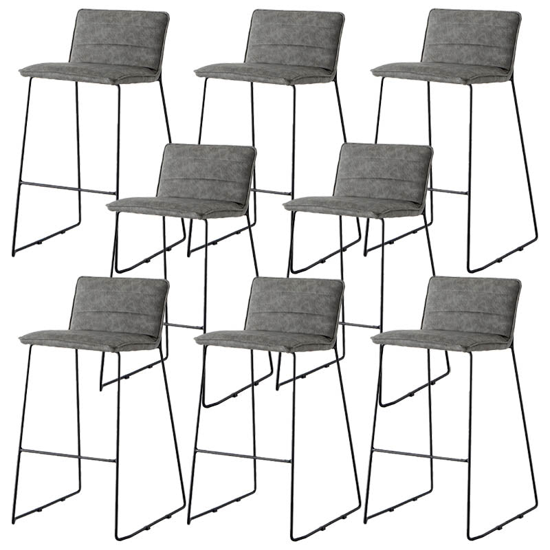 Modern Style Backrest Counter Stool with Cushion and Metal Base