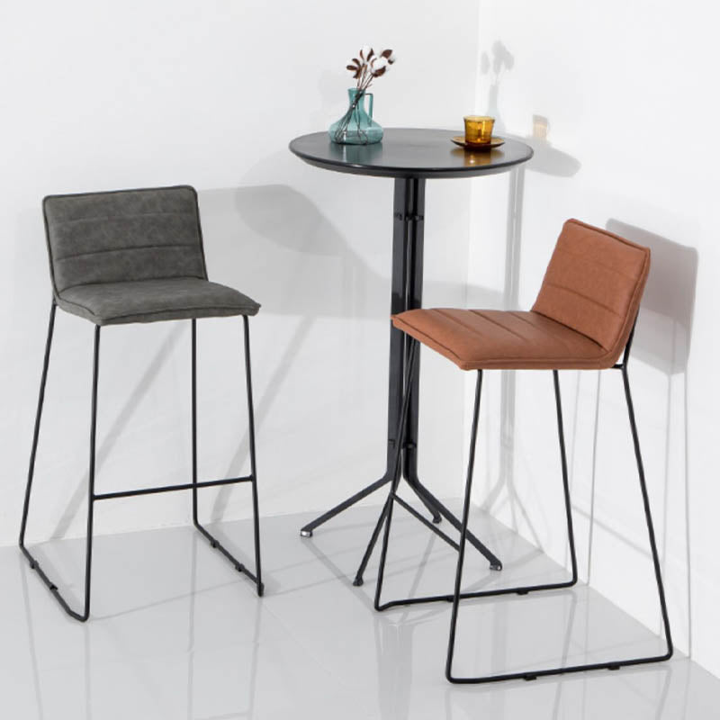 Modern Style Backrest Counter Stool with Cushion and Metal Base