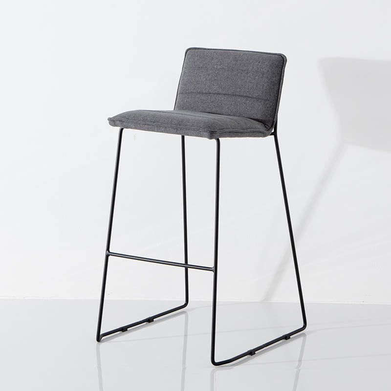 Modern Style Backrest Counter Stool with Cushion and Metal Base