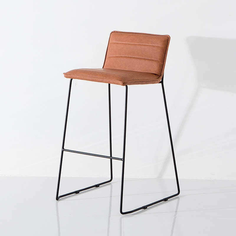 Modern Style Backrest Counter Stool with Cushion and Metal Base