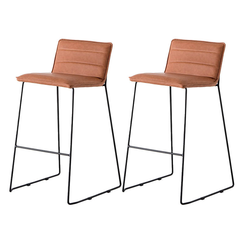 Modern Style Backrest Counter Stool with Cushion and Metal Base