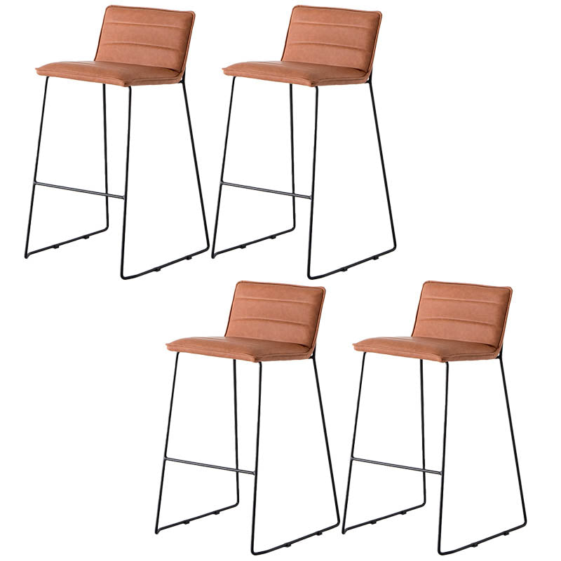 Modern Style Backrest Counter Stool with Cushion and Metal Base